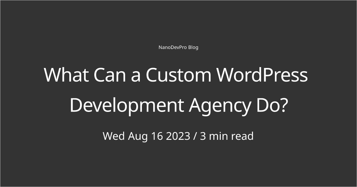 What Can a Custom WordPress Development Agency Do?